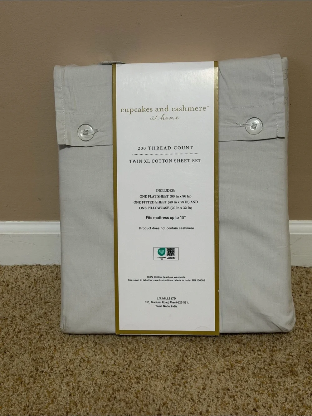 cupcakes & cashmere Twin XL Cotton Sheet Set in Light Gray